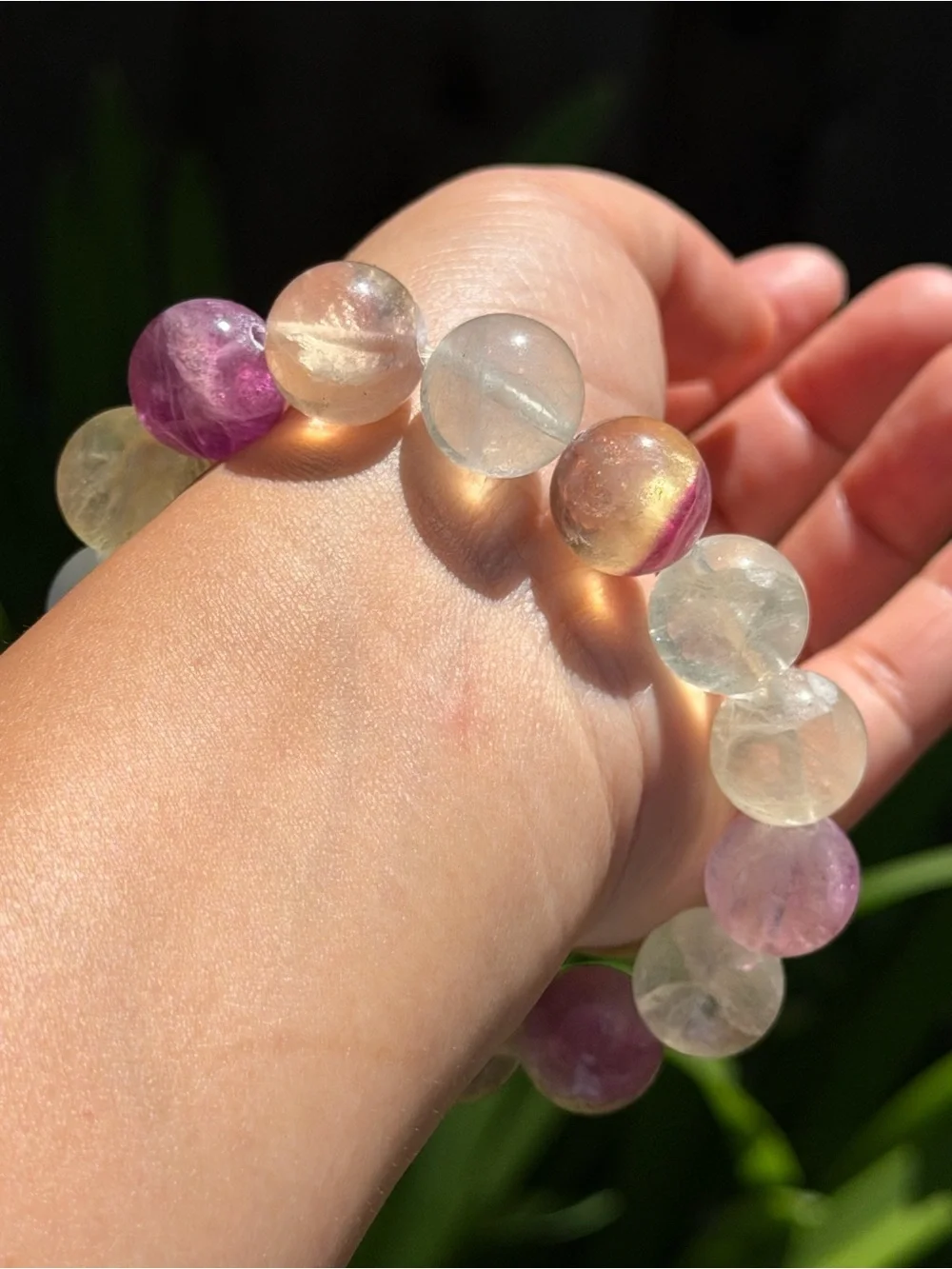 15mm Multi-Color Fluorite Bead Stretch Bracelet 2219